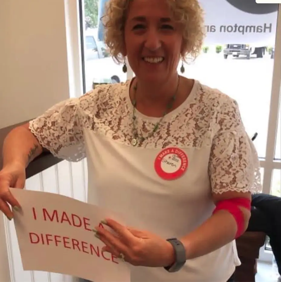 Volunteer working at the blood drive