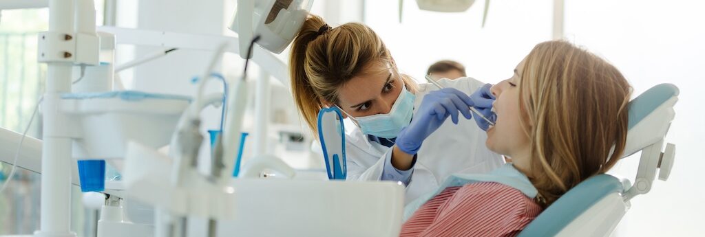 Woman receiving Fluoride Treatment