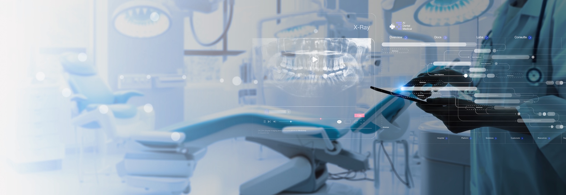 Dentist and patient reviewing Pearl AI enhanced X-ray results together at The Foleck Center Virginia Beach